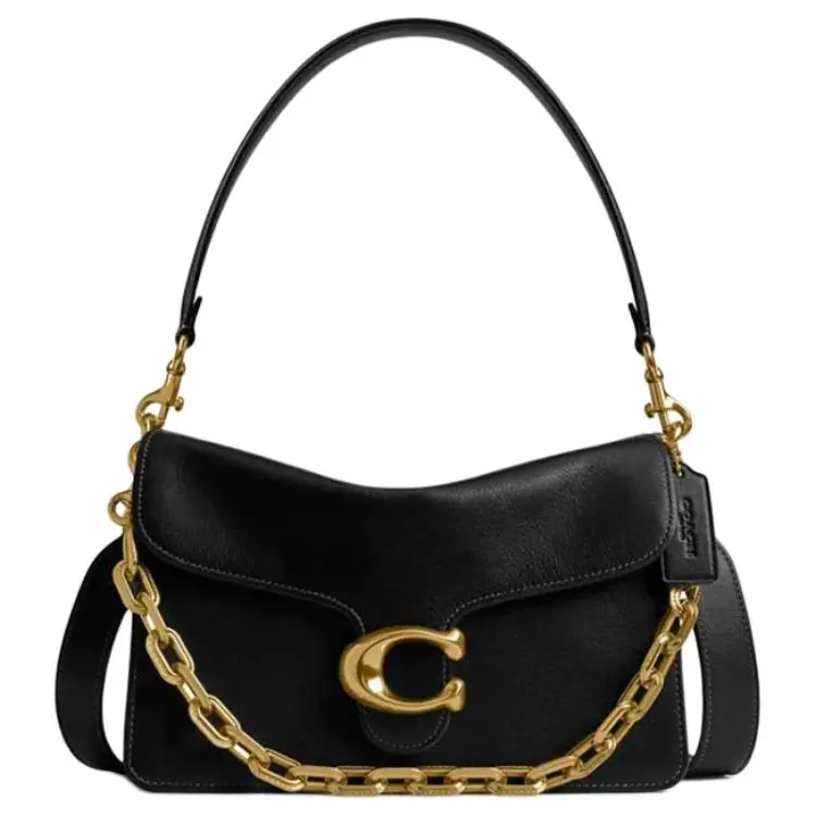 COACH ChainTabby 26 Detachable Chain Strap Leather Crossbody Bag for Women, Medium Size, Black