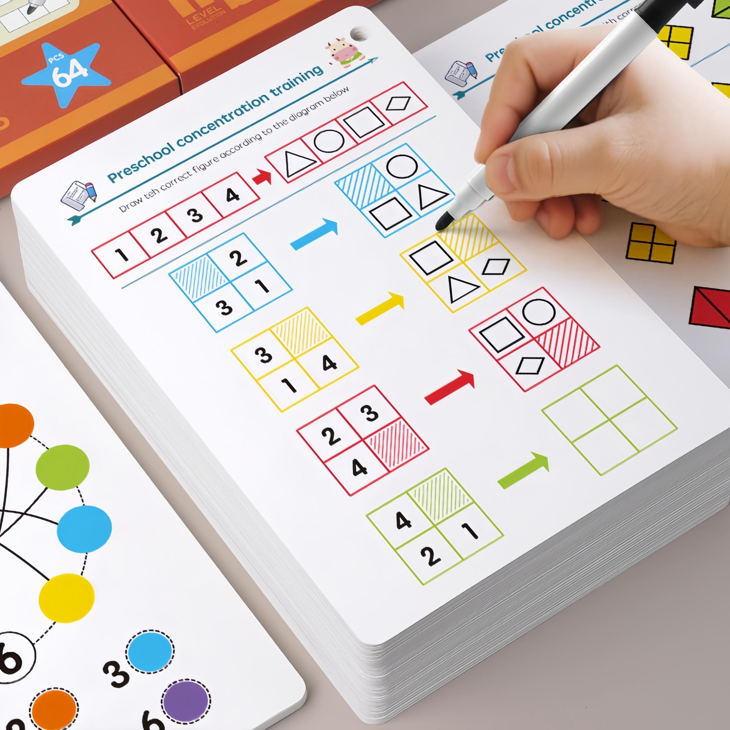 Focus Training Children Reusable Writing Practice Book, Basic Handwriting Workbook for Kids, Tracing Preschool Books, Easy Erasable Textbook for Learning and Development