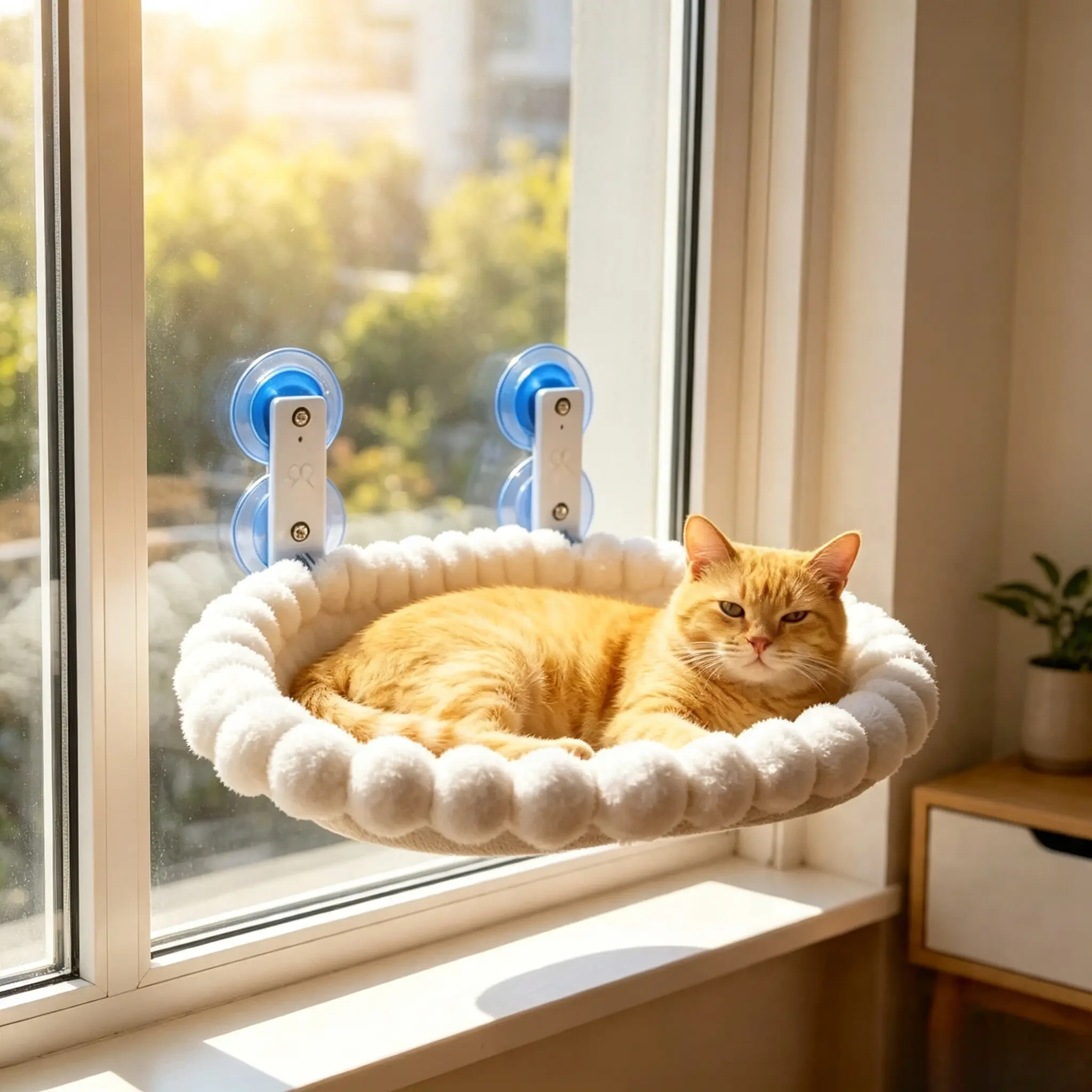 Indoor Cat Window Perch Bed, Strong Suction Cup Hammock, Soft Cozy Cat Window Seat for Sunbathing, Resting and Bird Watching leisure pet cool stuff