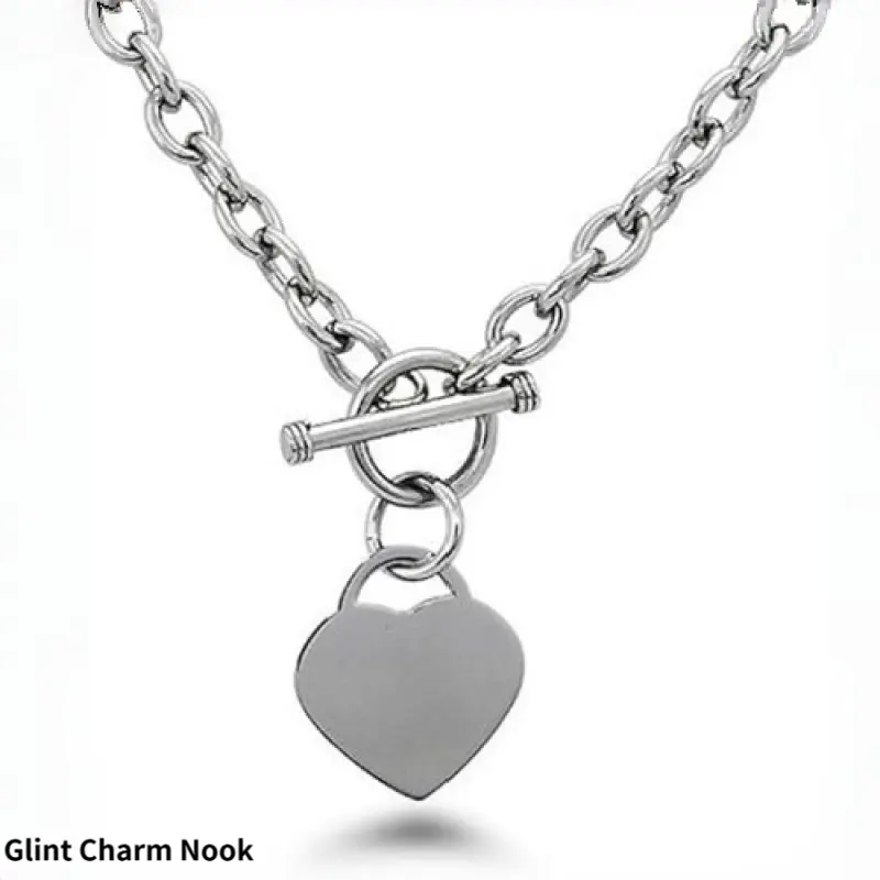Casual Heart Charm Jewelry Set, Women's 2-Piece Silver-Tone Metallic Necklace and Bracelet with O-Chain and Toggle Clasp, Affordable Fashion, Female, Ornament, Daily, Affordable Look, Sweet Cool