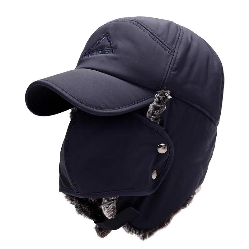 Winter Fur Warm Windproof Hat Men Women Lei Feng Cap Bomber Faux Fur Ear Flap Cap Black Ski Trooper Trapper Cold Anti-snow Cap