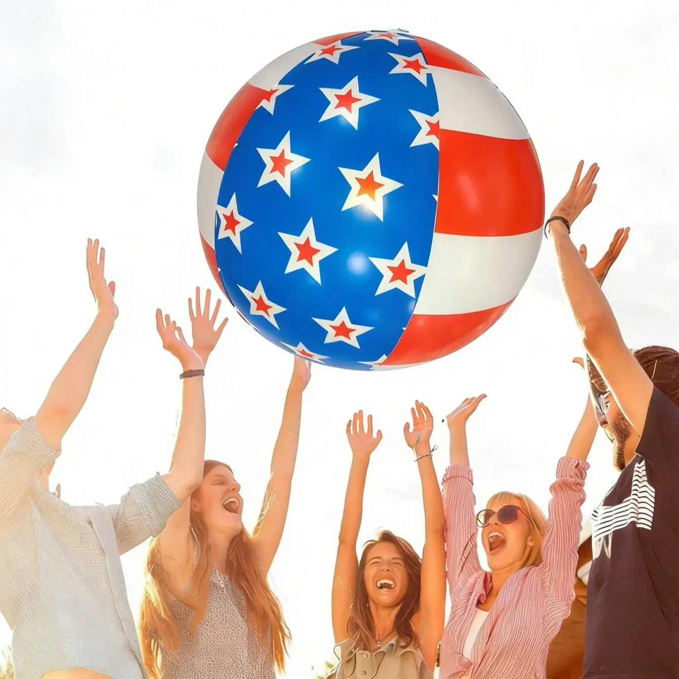 1pc Independence Day Style Beach Ball, Large Inflatable PVC Toy, Outdoor Decorative Float, Water Play Toy, Summer Beach Party Item, Pool Floaties, Inflatable Floats