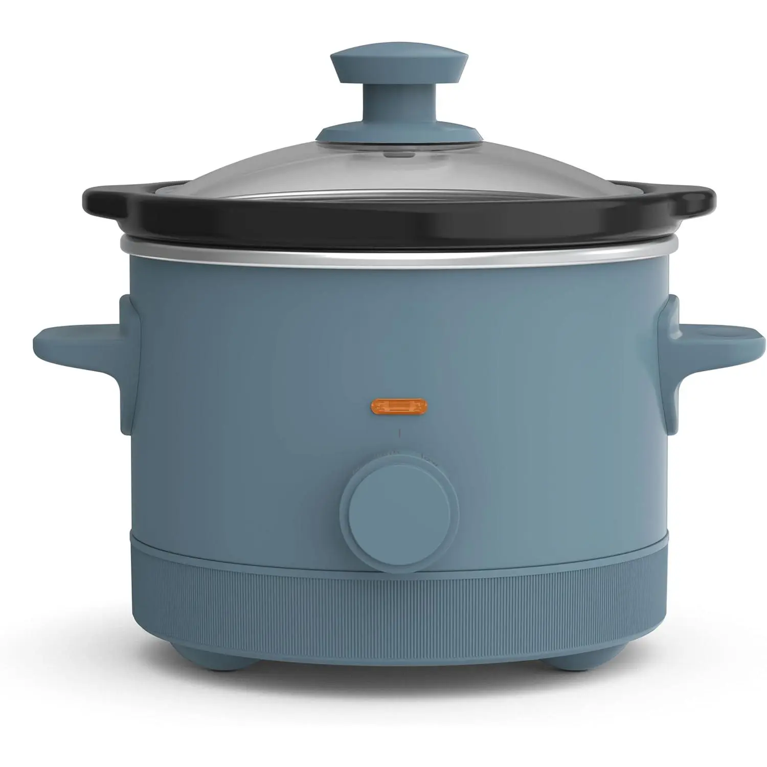 Small Compact 1.5 Qt Slow Cooker - Manual 3-Heat Control, Ceramic Nonstick Coating, Dishwasher-Safe Stoneware Pot, Tempered Glass Lid, Tangle-Free Cord Wrap, Cool Touch Handles (Surf)