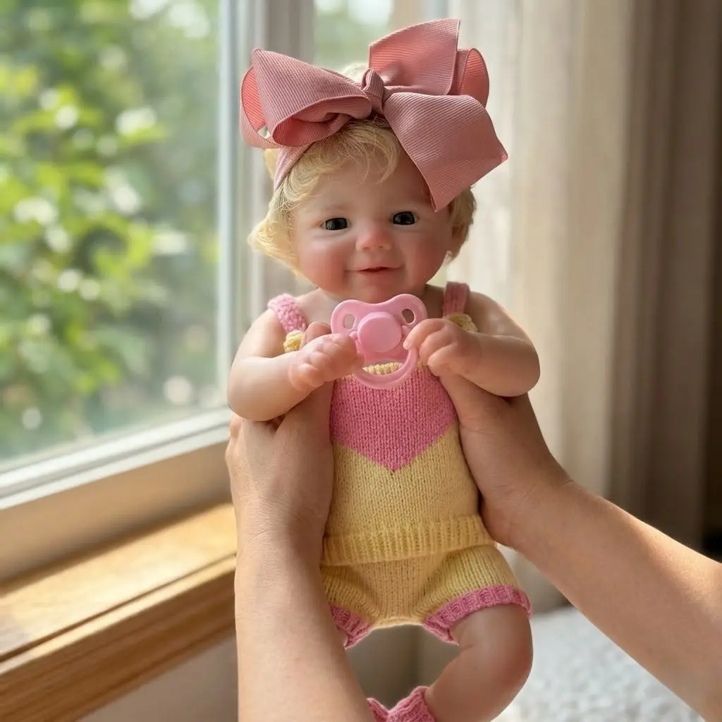 High-Quality 13-Inch Full-Body Soft Silicone Doll, Cute Realistic Open-Mouth Design, Waterproof Baby Toy, Girl's Plaything