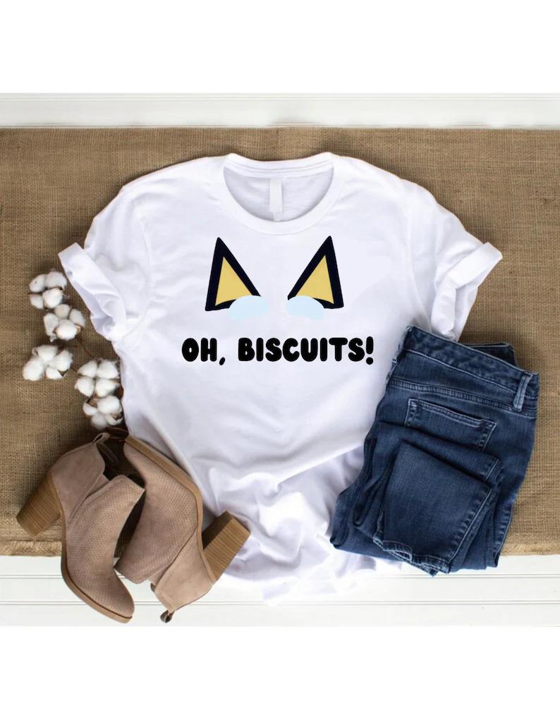 Oh, Biscuits! Adult Graphic Tee, Bluey Inspired Design, Family Fun Casual T-Shirt, Unisex, Comfortable, All‑Season Wear