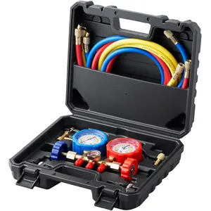 VEVOR AC Gauge Set - 3 Way AC Manifold Gauge Set for R134A R22 R12 R502 Refrigerant, Gauges with 5ft Hoses, Couplers, Can Tap Works on Car Auto Charging and Evacuation
