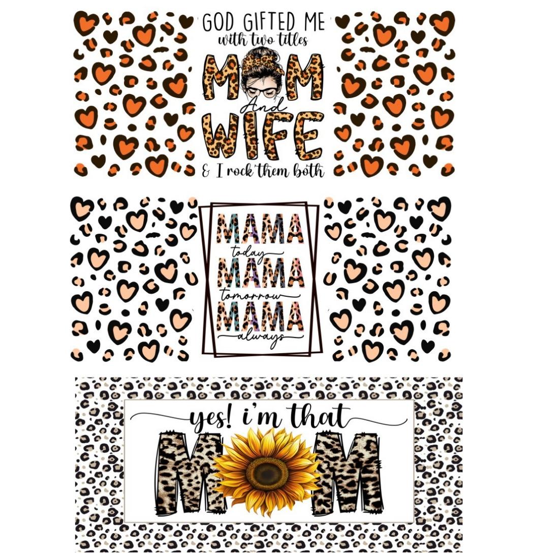 Mom Style Design UV DTF Transfer Sticker, 10pcs/set Waterproof Self Adhesive Sticker, Decorative Sticker for Glass Cup & Bottle, Crafts Cup Stickers