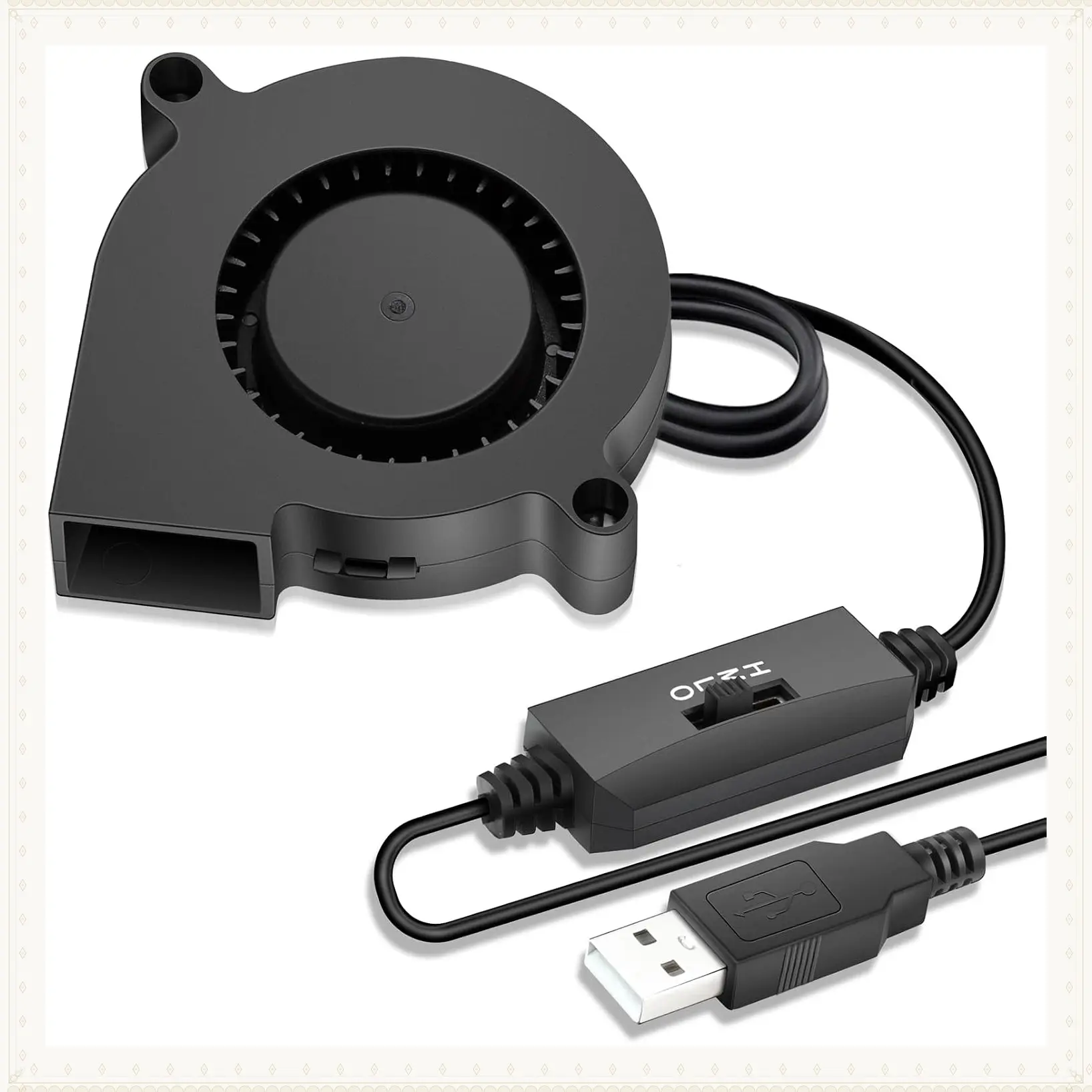50mm USB Blower Fan with 3-Speed Control, 5015 5V DC Brushless Turbine Turbo Fan - 50x15mm Replacement for Cosplay Helmet, Vivarium, Mini PC Cooling VentilationGift