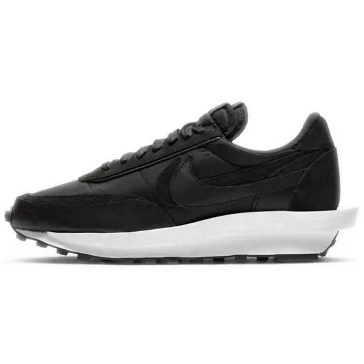 Sacai x Nike LDWaffle Deconstructed Running Sneakers for Men and Women – Low-Top Casual Shoes in All-Black Verifiable, with credentials and supporting global authentication