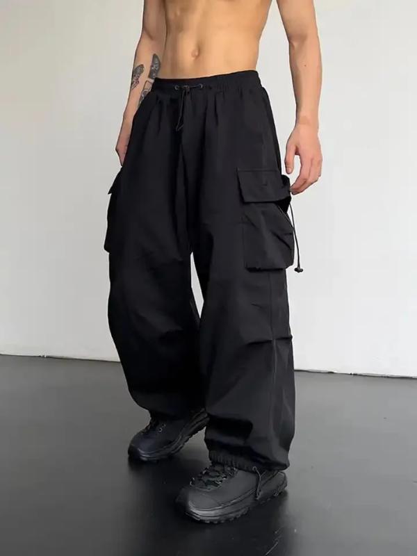 Kyn Apparel 2025 Summer New Quick Drying Work Pants Men's American Parachute Pants High Waist Wide Leg Casual Sports Long Pants