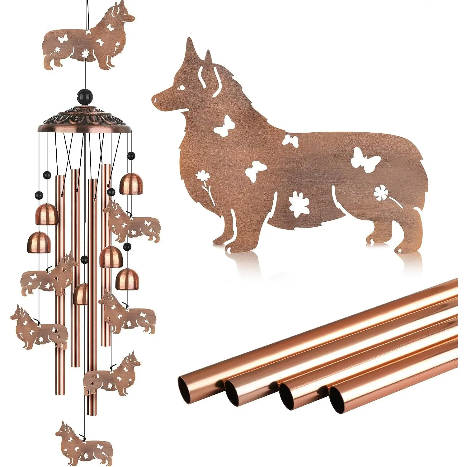 Corgi Gifts for Corgi Lovers, Wind Chimes for Outside, Corgi Decor, Wind Chimes Outdoors, Memorial Housewarming Gifts for  Lovers, Garden Yard Décor