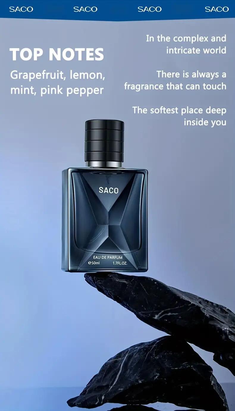 Men's Long-Lasting Eau de Toilette Spray Bottle - Fresh Spicy Scent with Lemon, Grapefruit Mint, Ginger, Amber, Cedarwood, 1.7 oz Amber Floral Men's Fragrance for Casual Wear, Enhances Charm, Men's Cologne, Peppermint