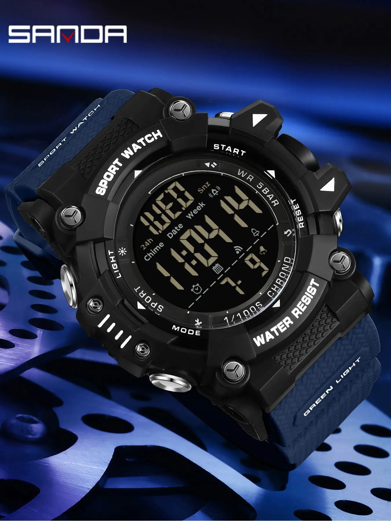 SANDA 6290 Fashion  Electronic Watch with Multi functional Sports Timing Waterproof for Men Sportive digital Watch, Fashionable Waterproof Watch with Luminous & Alarm & Calendar Function, with Box and Handline
