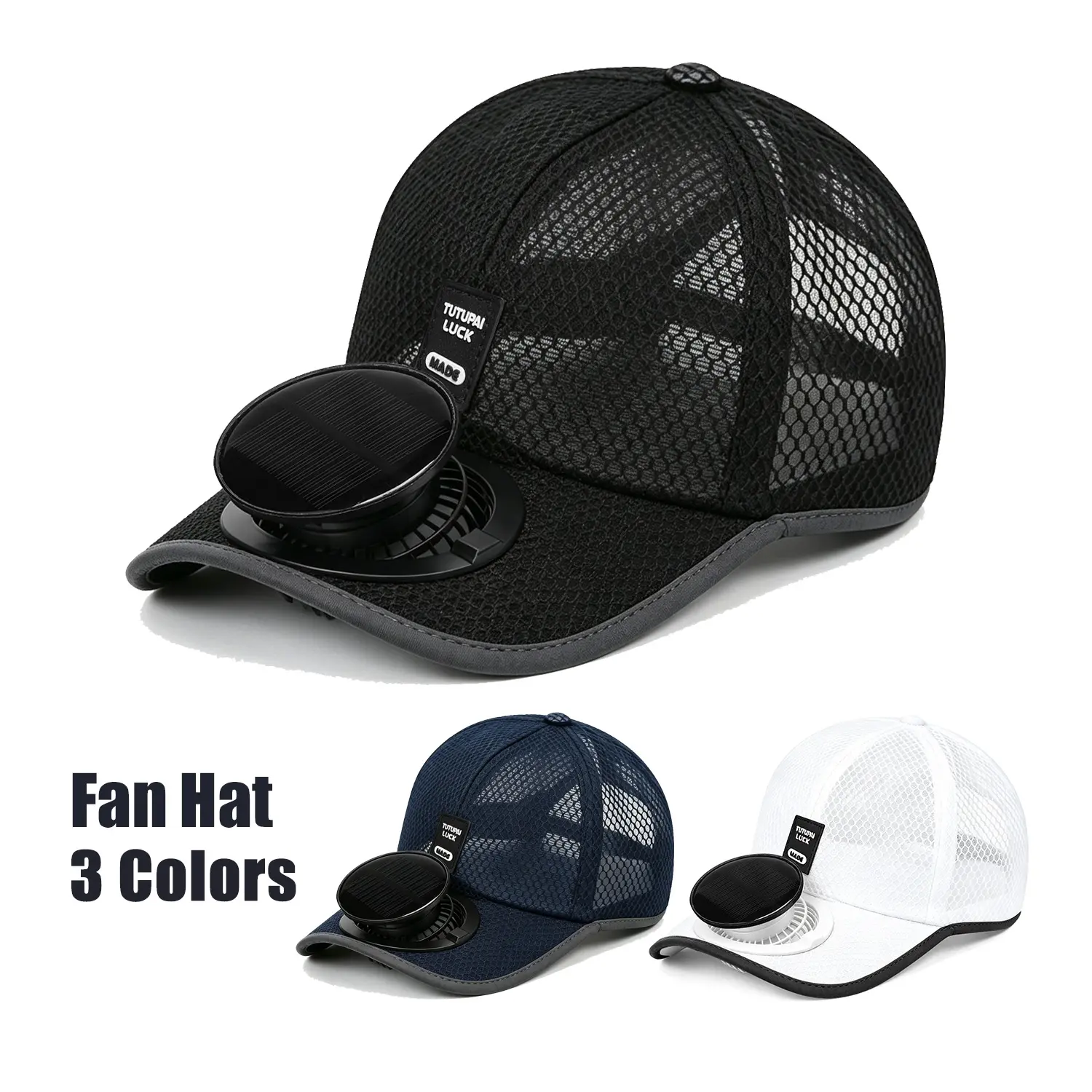 Breathable Solar Fan Baseball Hat with UV Protection - USB Rechargeable Cooling Hat with Fan for Men - Trekking Sports & Outdoor Accessory for Fishing, Trekking Sports & Outdoor Hats
