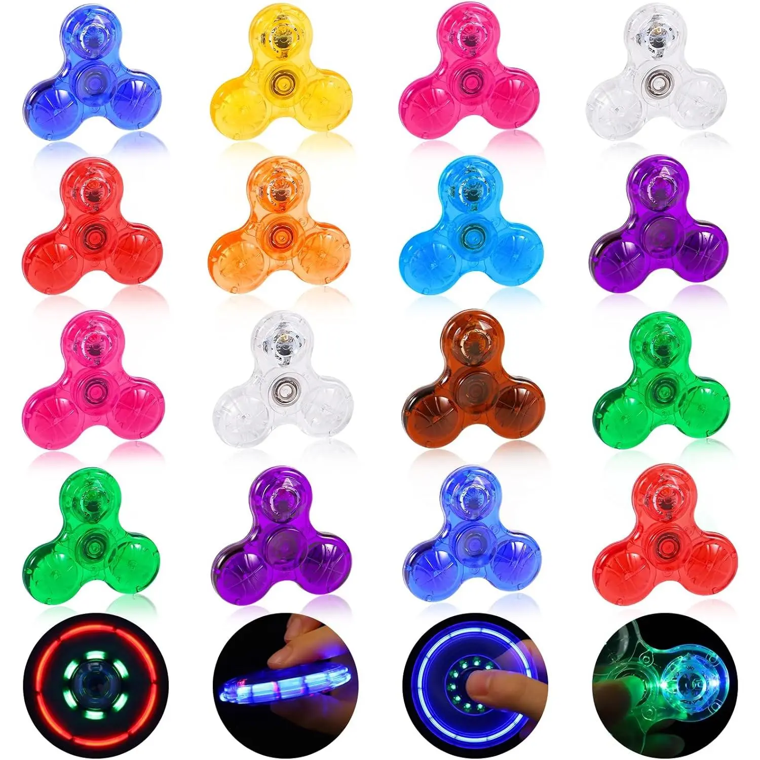 Mini Fidget Spinners 16 Pcs, Kids Party Favors, LED Light Up Fidget Spinners for Kids 4-12, Glow in The Dark Goodie Bag Stuffers Class Prizesfidget toys