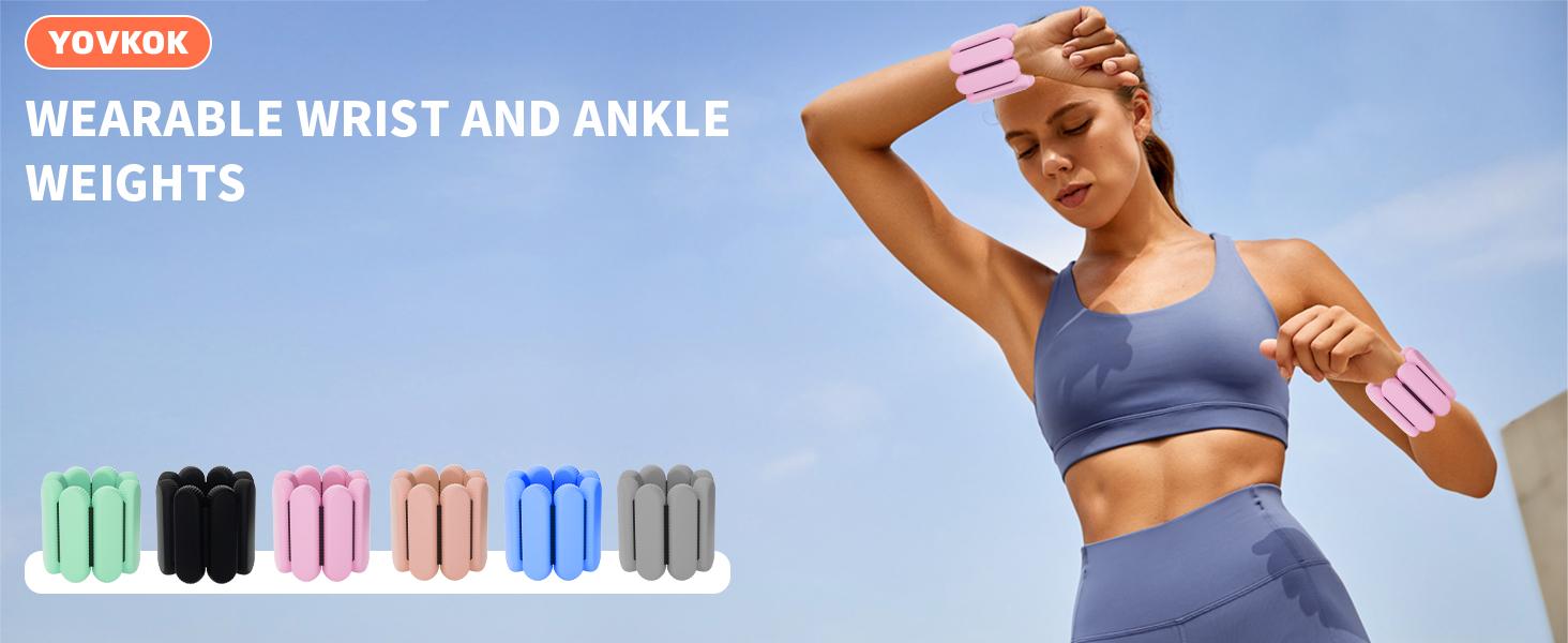Adjustable Ankle Weights for Women Men,Wrist Weights set for Walking Running,1 Pair (1Lbs Each) Silicone Workout Weights for gym fitness, Jogging,yoga,pilates,strength training,physical therapy