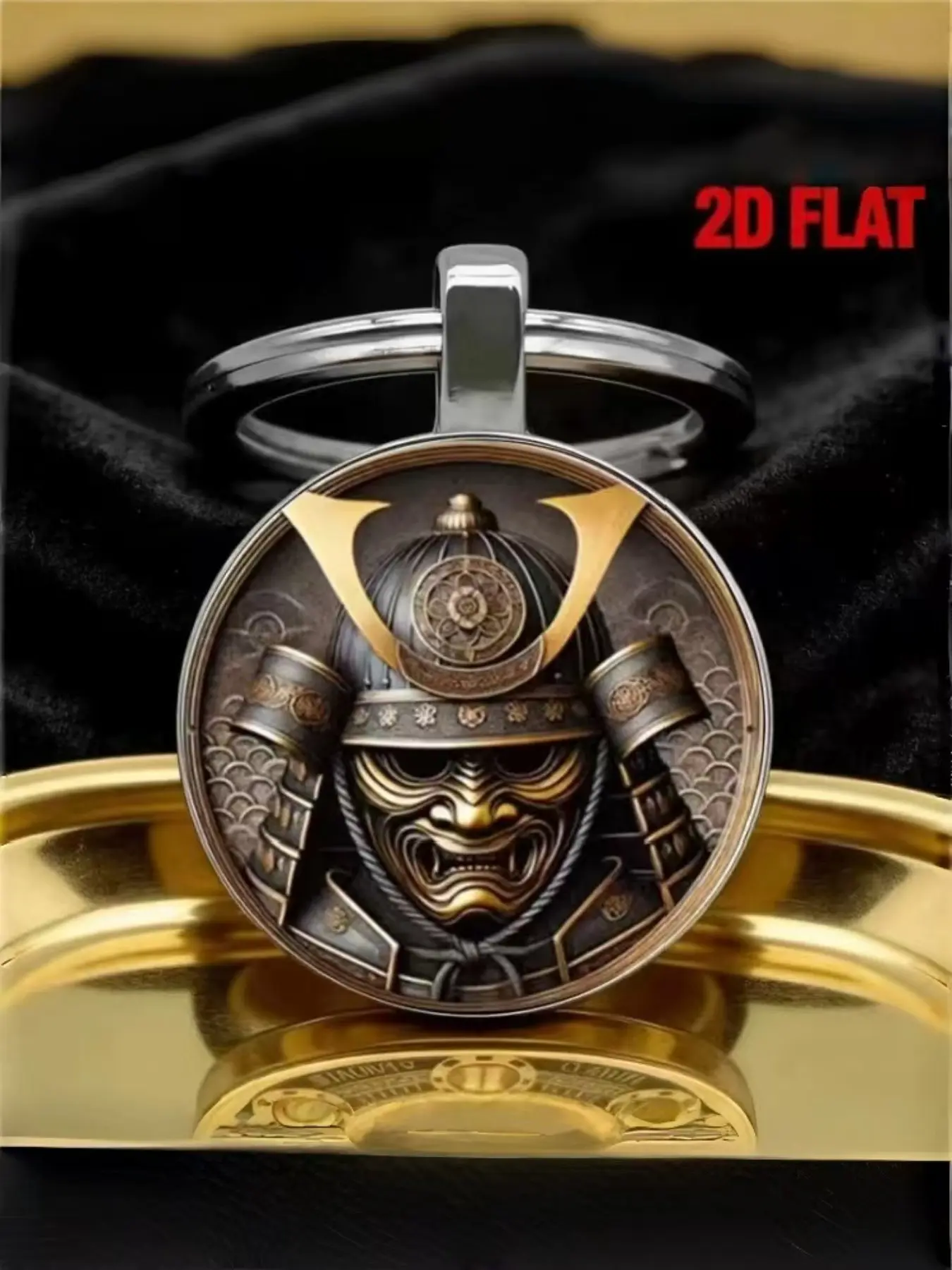 Vintage Japanese Samurai Keychain, Historical Theme Decor, Durable Metal Pendant, Perfect Gift for Holidays, Fits Bags and Car Keys