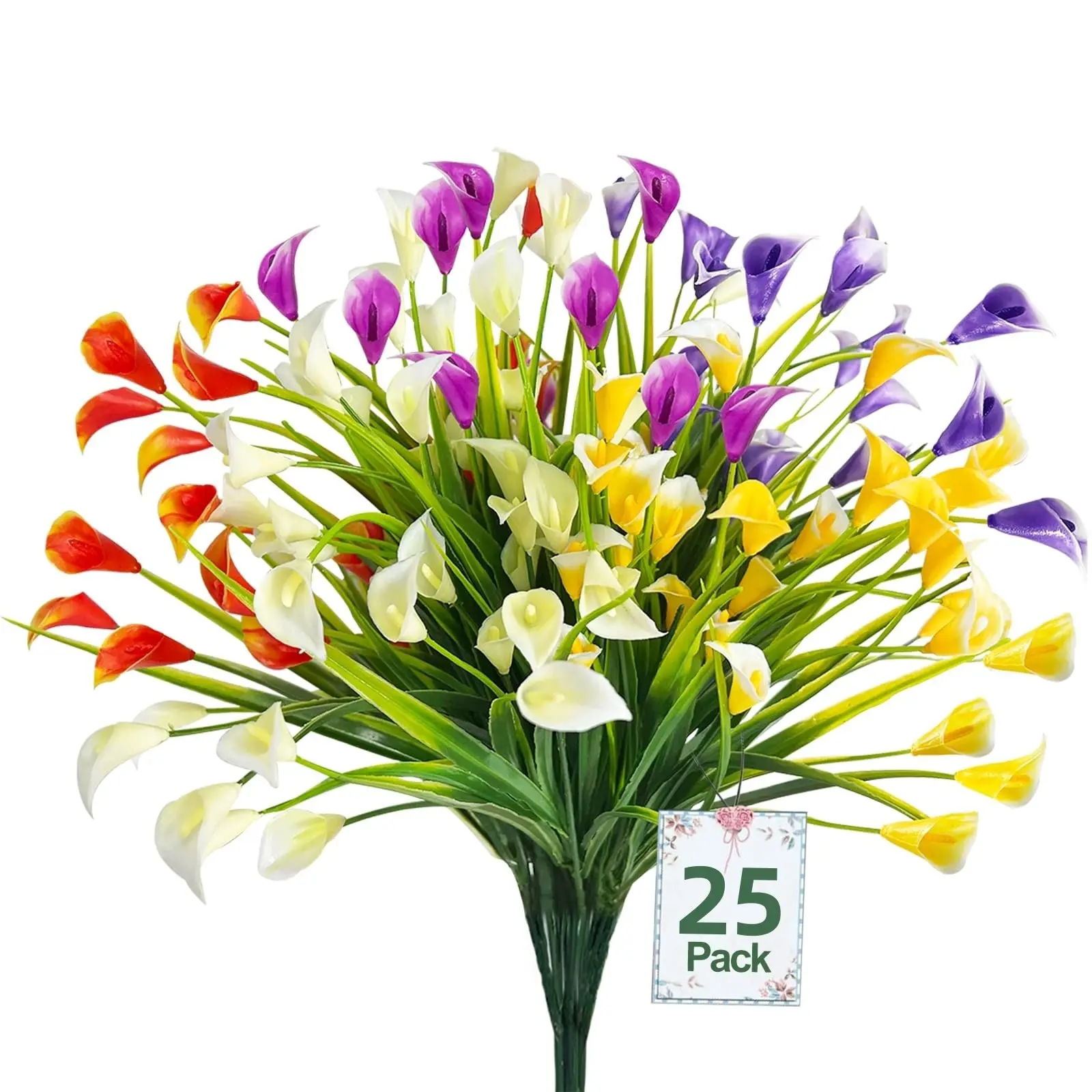 Realistic Calla Lily Outdoor Artificial Flowers, UV-Resistant Plastic Fake Plants, Indoor/outdoor Decor, Tabletop, Patio, Garden, Home Decoration, Faux Flowers