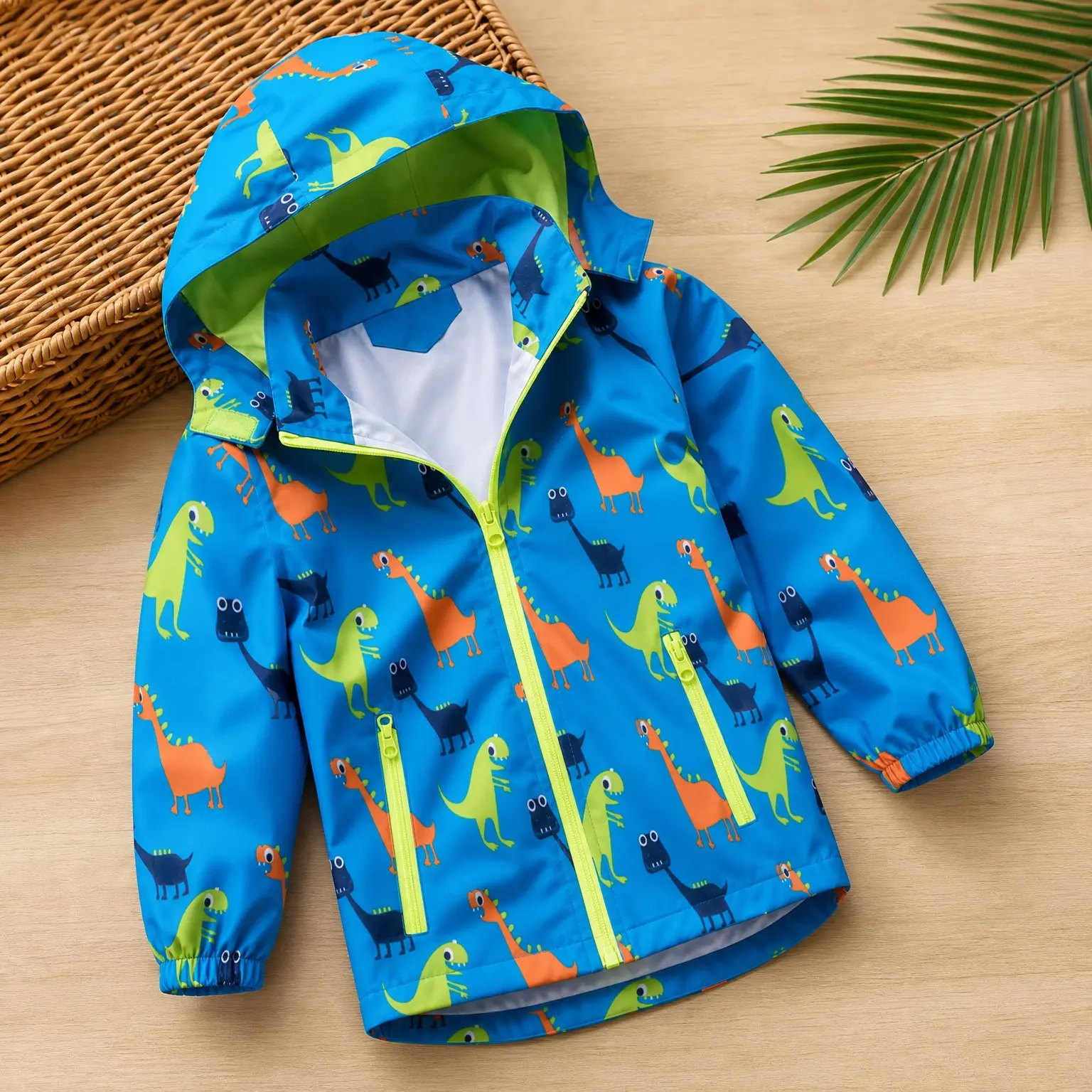 Waterproof Hooded Dinosaur Rain Jacket for Boys and Girls - Kids Outdoor Windbreaker Raincoat(Gift)