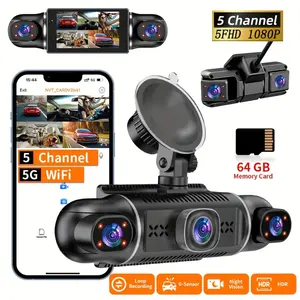 5-Channel 1080P Dash Cam for Cars, WiFi Car DVR with Night Vision, G-Sensor, Loop Recording, 170° Wide Angle, LCD Display Driving Recorder