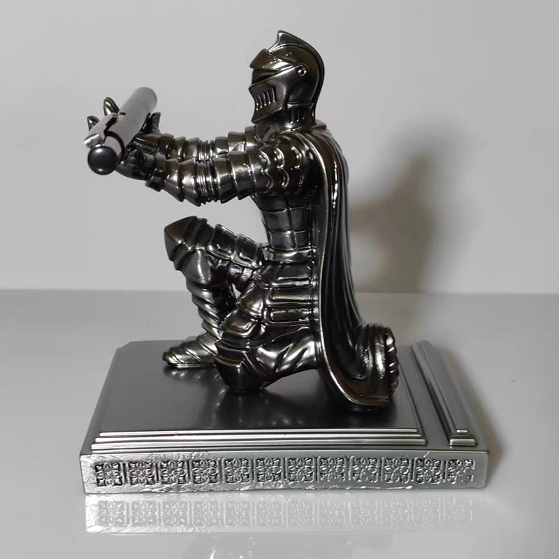 Pen Holder, Ornaments, 1Pc Executive Knight With Helmet, Bronze Statue, Home, Study, Office Decoration, Wearing Armor, Hero,