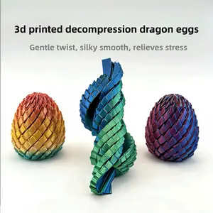 3D Printed Dragon Egg Fidget Toy, Expandable Spiral Desk Toy, Pocket Size for Stress and Anxiety Relief, Desktop Toy for Office and School, Ideal Holiday and Birthday Gift for All Ages