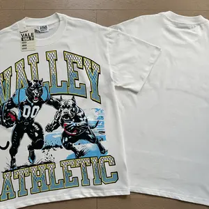 Valley Dreams Unisex Oversized White Vintage T-Shirt, Bling Rhinestone Letter Lightning Tiger & Bulldog Athletic Retro Graphic Tee, Y2K Hip Hop Heavy Cotton Crew Neck Short Sleeve, Breathable Retro Aesthetic Casual Top For Men Women 2026 Summer Music Fest