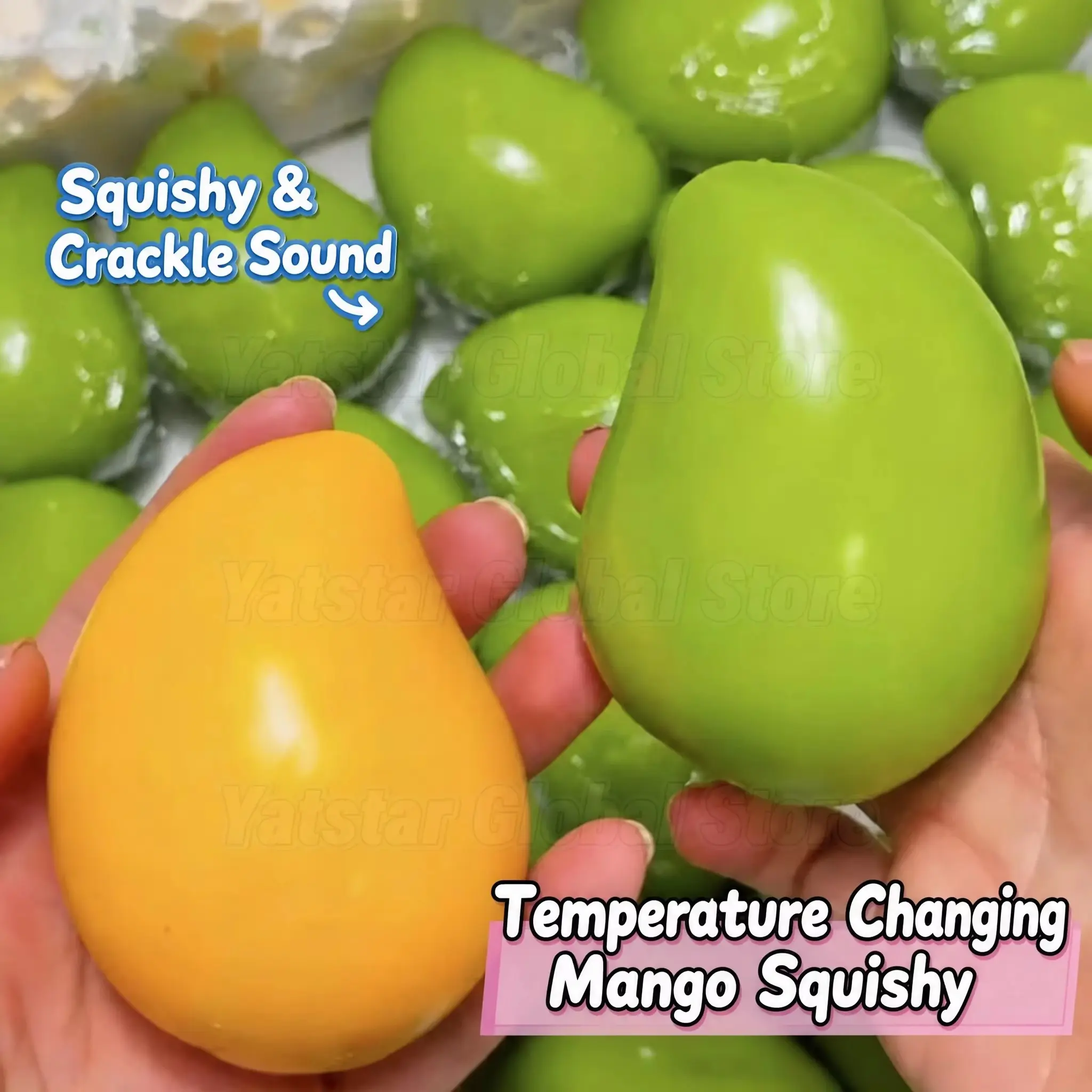Handmade Crispy Mango Shape Stress crunchy squishy, Asmr Sensory Pressure Release, squishies，Color Changing, squeeze toys，fidget，Gift for Boys and Girls，stress ball