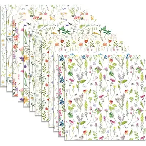 24 Sheets Wildflower  Paper 12" x 12" Spring Wildflower Scrapbook Paper Pad Double-Sided Little Broken Flower Butterfly Patterned Decorative Craft Papers Floral Patterned Cardstock Papers