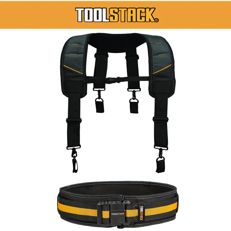 TOOLSTACK 2-Piece Working Belt & Shoulder Strap Set, TSK-41B-TSK51- Safety Harness with Durable Material, Quick-Hang Design for Adult Construction Tasks, Outdoor Tool Organization, Adults