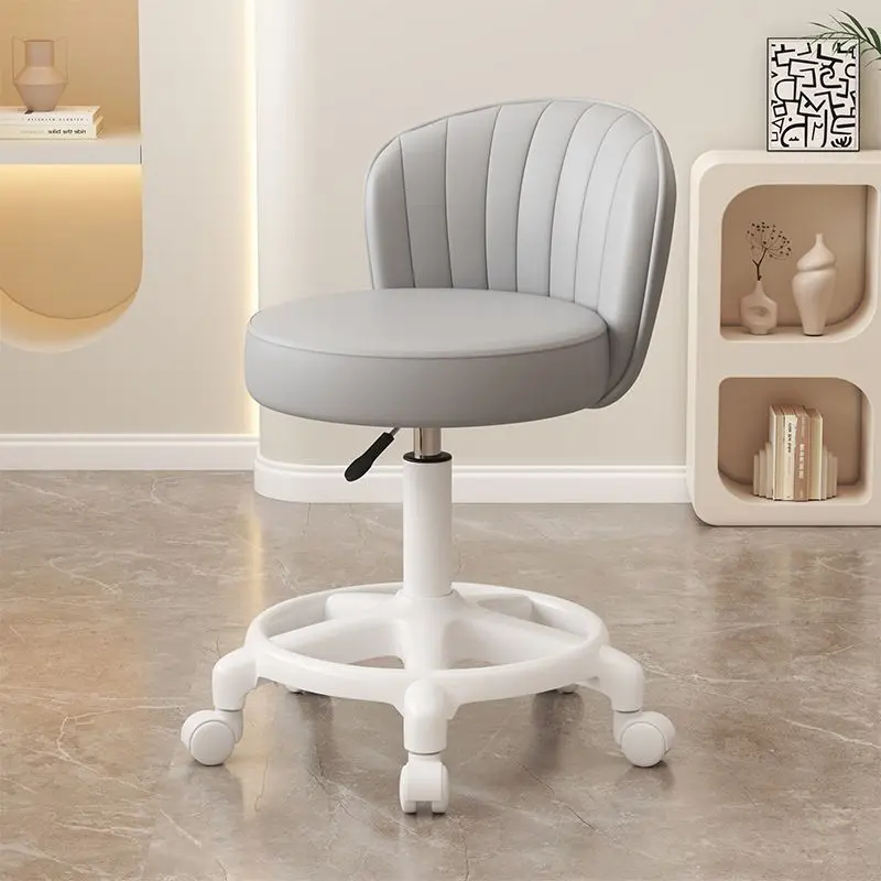 Makeup Vanity Chair, Adjustable Rolling Stool for Home Office, Metal Frame, Ideal for Beauty Salons, Hair & Nail Studios, Student Use