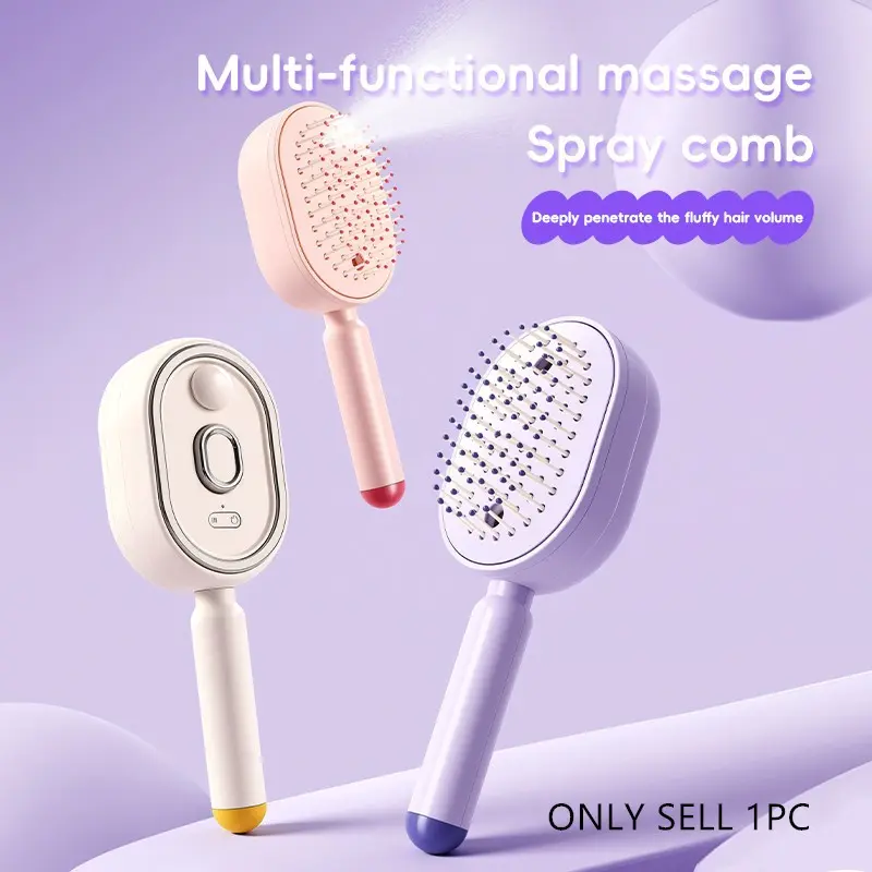 2026 New Electric Spray Cushion Massage Comb, Self-Cleaning, Anti-Tangle, Anti-Static, Volumizing, Essential Oil Spray, Hair Care Gift, Anti Tangling Brush, Misting Hair Brush