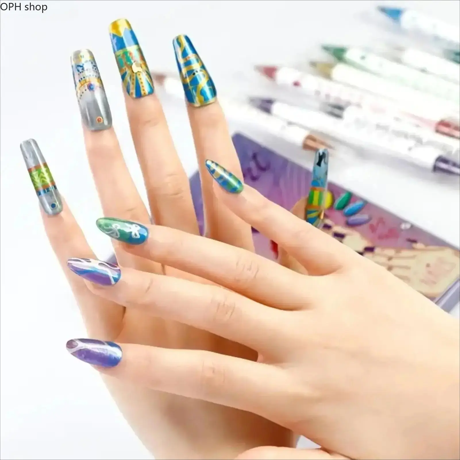 10-Color Dual-Tip Metallic 3D Nail Art Marker Set, Quick-Dry Washable Drawing Pens for DIY Manicure, Salon Decoration & Gift