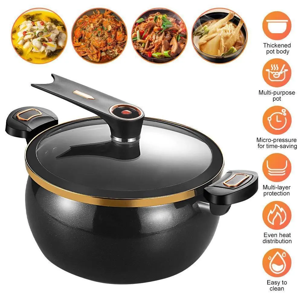 Micro Pressure Cooker 8.45Qt Nonstick Cooking Pot Fast Cooking Kitchen Cookware with Safety Valve Glass Lid for Gas Stovetop#DealsForYouDays,home essentials