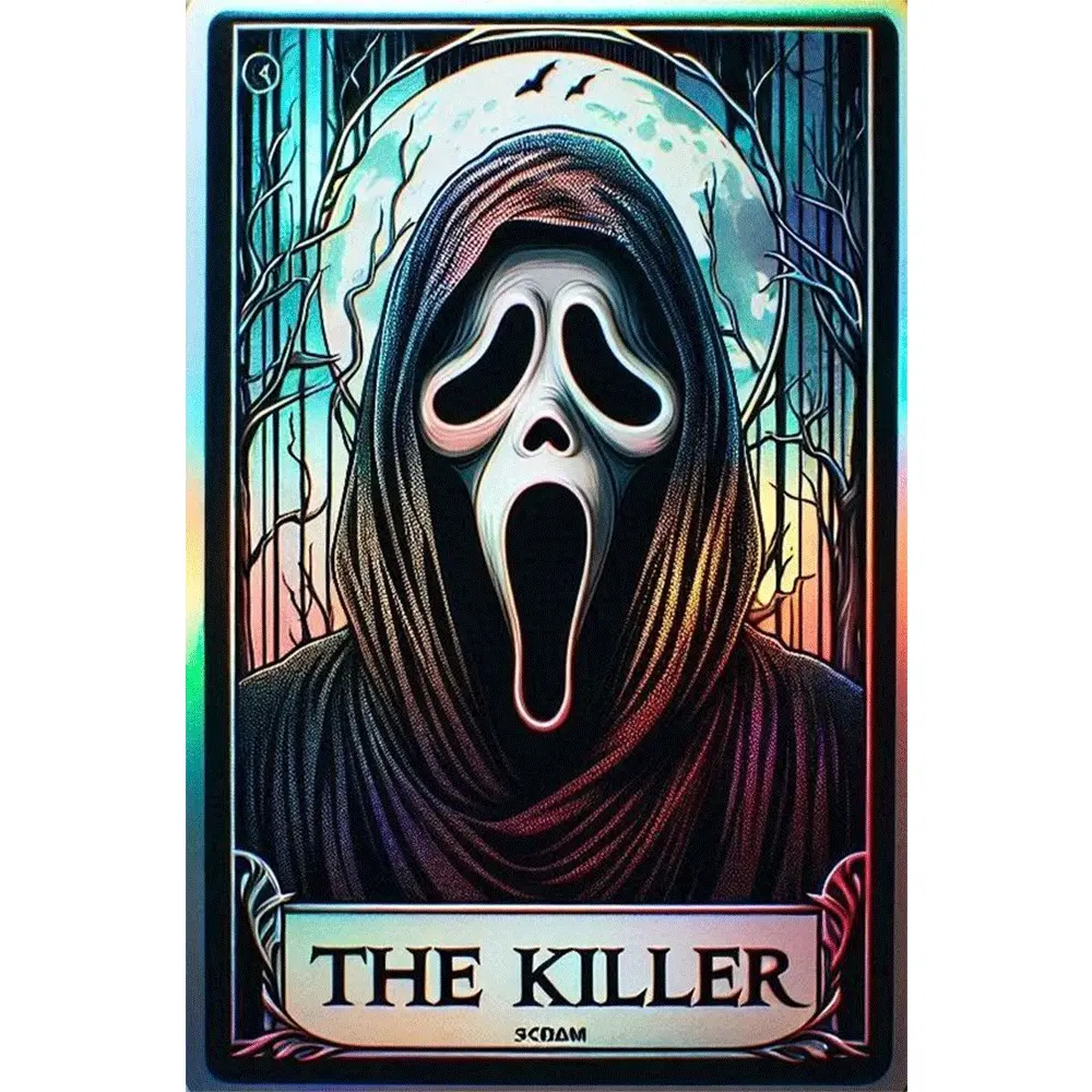 2d flat painting 5D DIY Diamond Painting Kit with Round Diamonds The Killer Horror Theme Full Drill Rhinestone Art Includes All Tools for Home Wall Decor Living Room Bedroom Decoration Gift for Adults and Teens