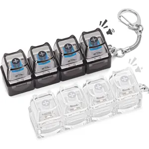 Keyboard Fidget Toy Stress-relieving Toy Mechanical Keyboard Compact Design with Crystal Keycaps LED Lights Transparent Acrylic Anxiety Decompression button stress relief fidget gift keyboard pocket toy clicker