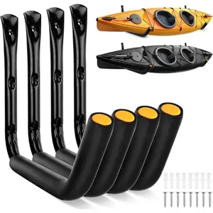 4-Piece 15" 100 Lbs Heavy Duty Garage Storage Hooks, Kayak Storage Rack Garage Hooks Jumbo Arm Kayak Wall Mount for Hanging Surfboard Snowboard Paddle Board Ladders Bikes