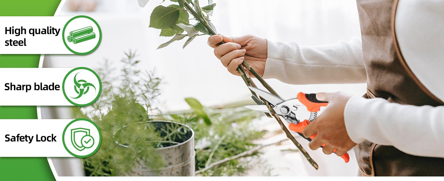 3 Pack Garden Pruning Shears, Stainless Steel Shears, Gardening Shears, Scissors, Garden Clippers, Pruning Snips, Pruning Shears for Gardening Tools