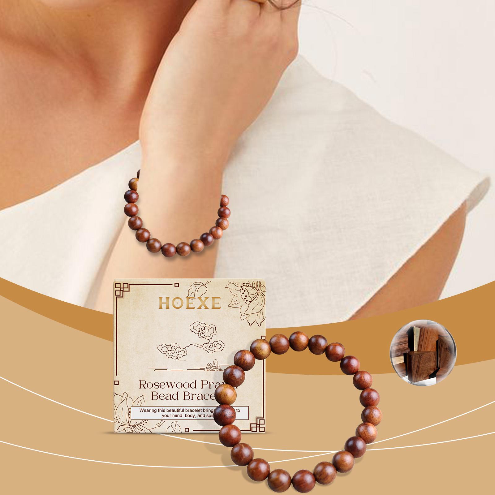Hoexe Rosewood Bracelet Unisex Daily Life Decorative Rosewood Beaded Bracelet