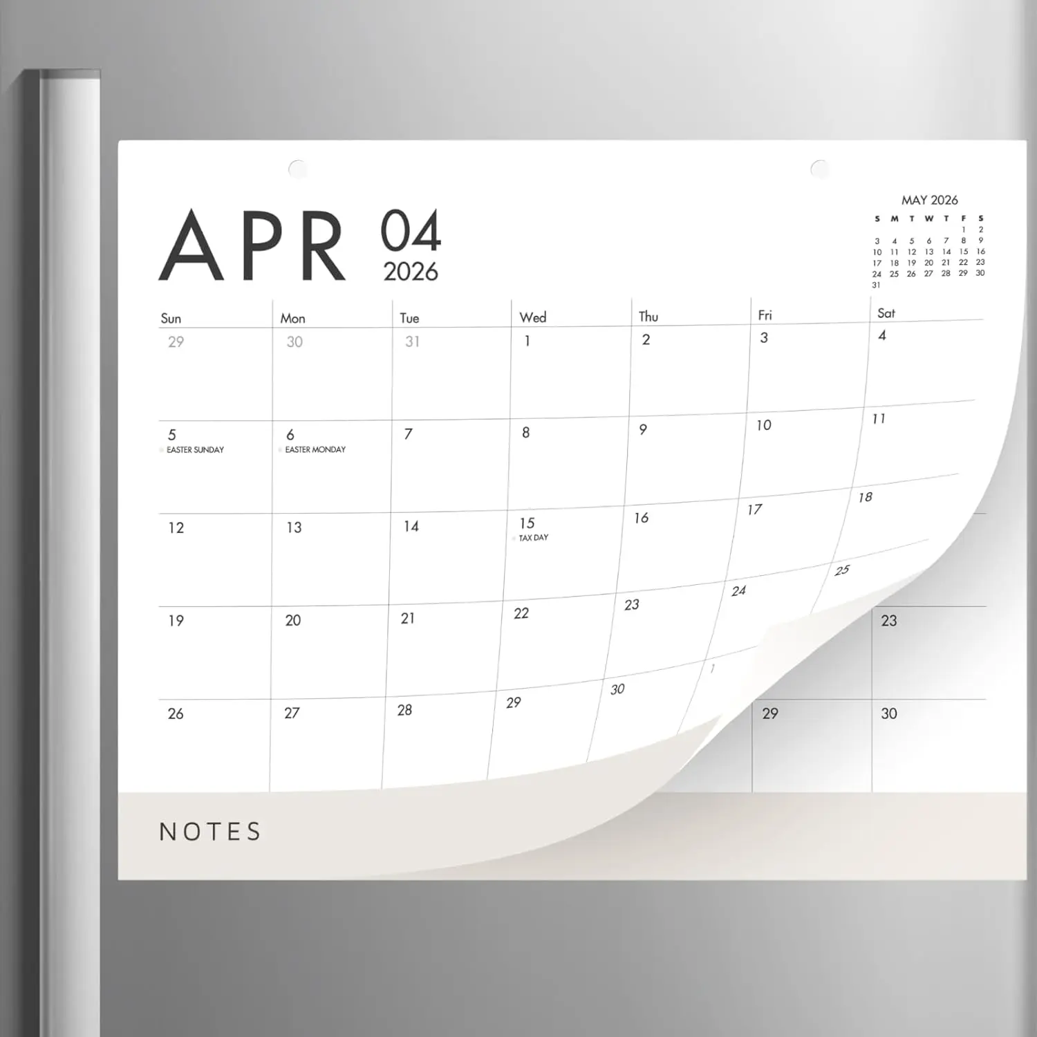 Elegant White & Beige Magnetic Calendar for Fridge 2026-2027, Large 13.5x11 Inches 18-Month Fridge Calendar Magnet for Contemporary Home & Office Settings, Jan 26 - Jun 27