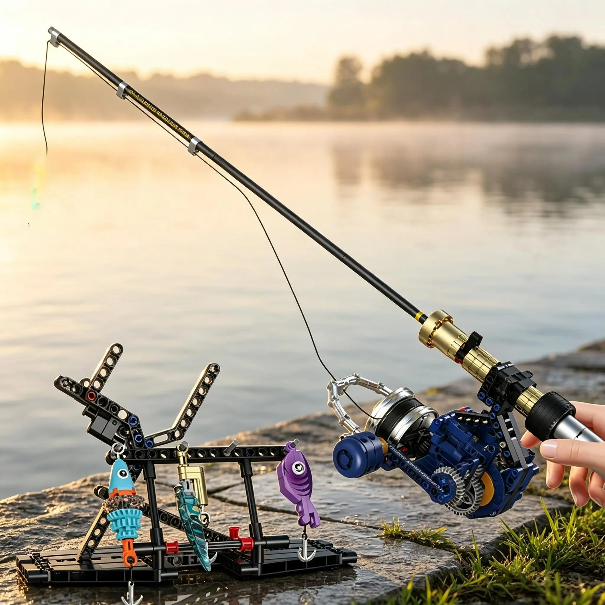 479+ Pieces Fishing Rod Building Kit, Assemble Model, Office Desk Decor, Home Decoration, Perfect Gift for Men, Birthday, Christmas, Halloween, Easter