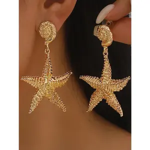 Creative Starfish Design Dangle Earrings, Dangly Earrings, Ocean Vibes Dangles, Dolphin Earrings, Fashionable Ocean Themed Jewelry for Women, Daily Clothing Decor, Trendy All-match & Exquisite Jewelry for Birthday Gift