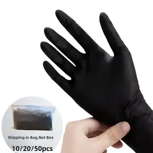 50pcs Disposable Nitrile Gloves Food Safe Kitchen Cleaning Gloves Reusable Left Right Hand Universal for Dishwashing Cleaning Gardening Household Use