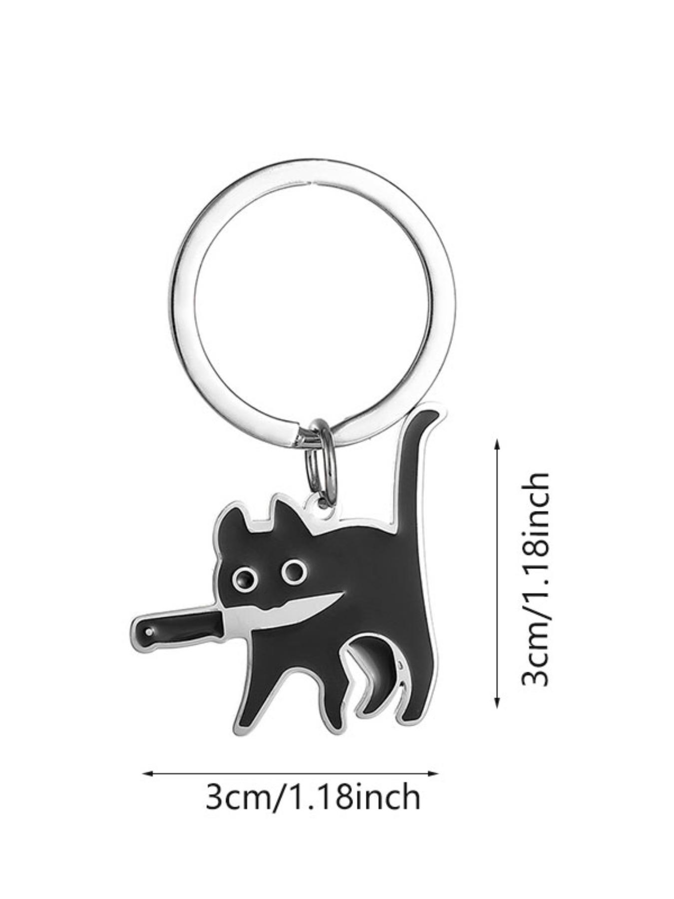 Unisex Cute Cartoon Cat Design Keychain, Animal Theme Keychain, Cartoon Animation Keychain, Fashionable Stainless Steel Charms Keychain, Travel Accessories, Keychains for Men, Halloween