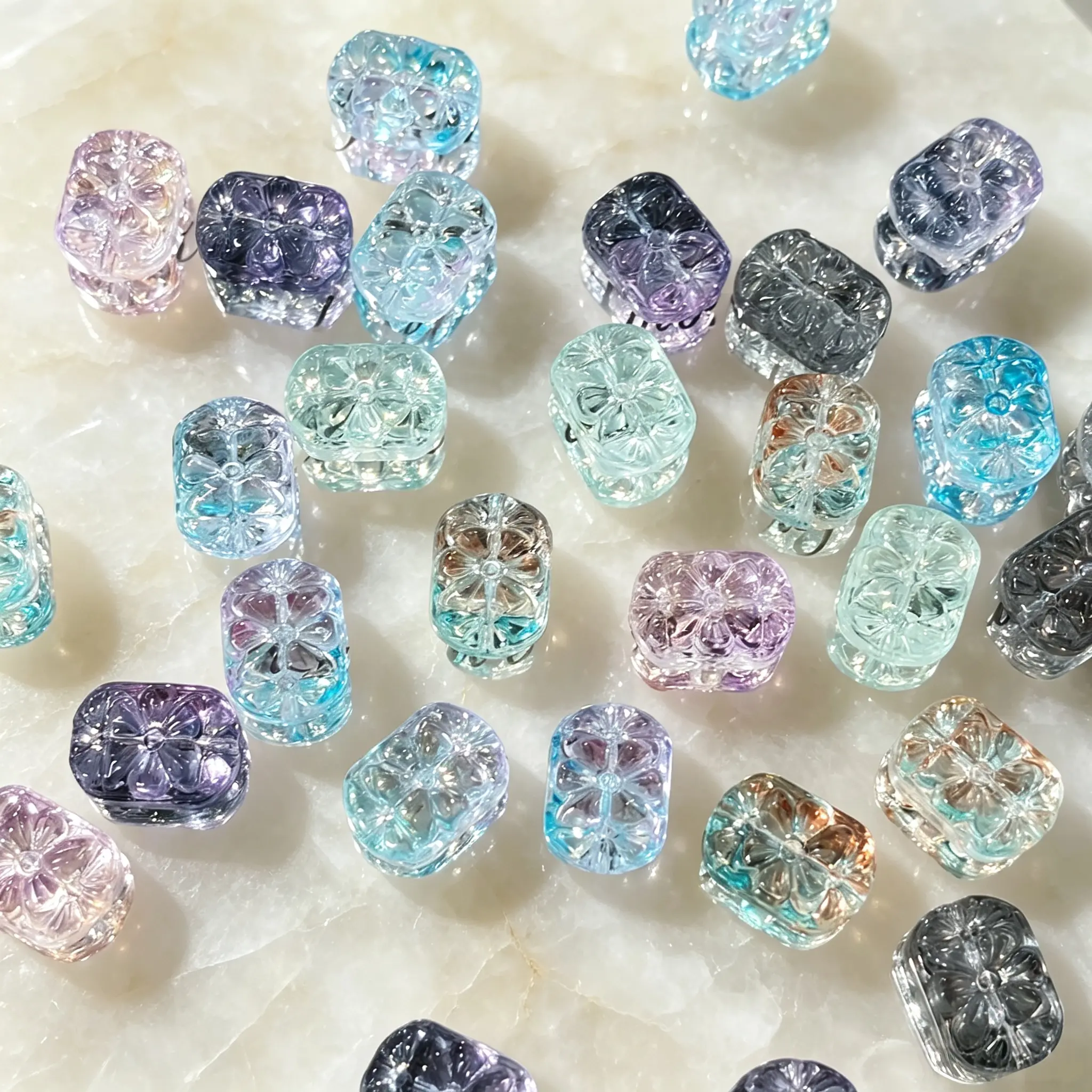 ✨【NEW】Flora Plaque | Carved Flower Glass Beads For DIY Jewelry Making