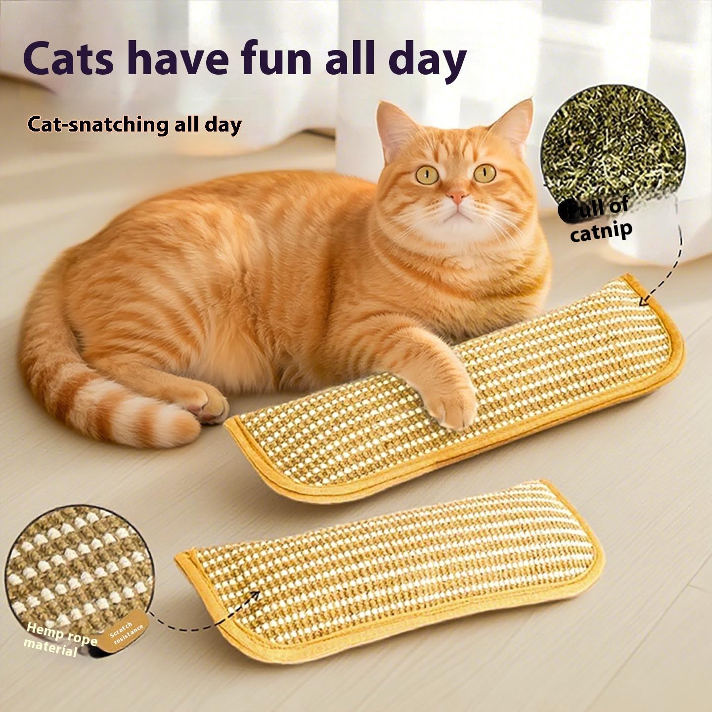 Interactive Catnip Sisal Pillow - Heavy Duty Cat Scratching Pad for Claw Care & Play, Eco-Friendly Natural Fiber Mat for Indoor Kittens & Adult Cats