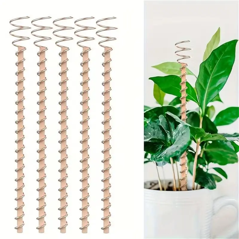 5pcs Electric Plant Stakes, Pure Copper Plant Supports, Garden Growth Promoters, Spiral Rods for Hydroponics, Copper Coils Antennas