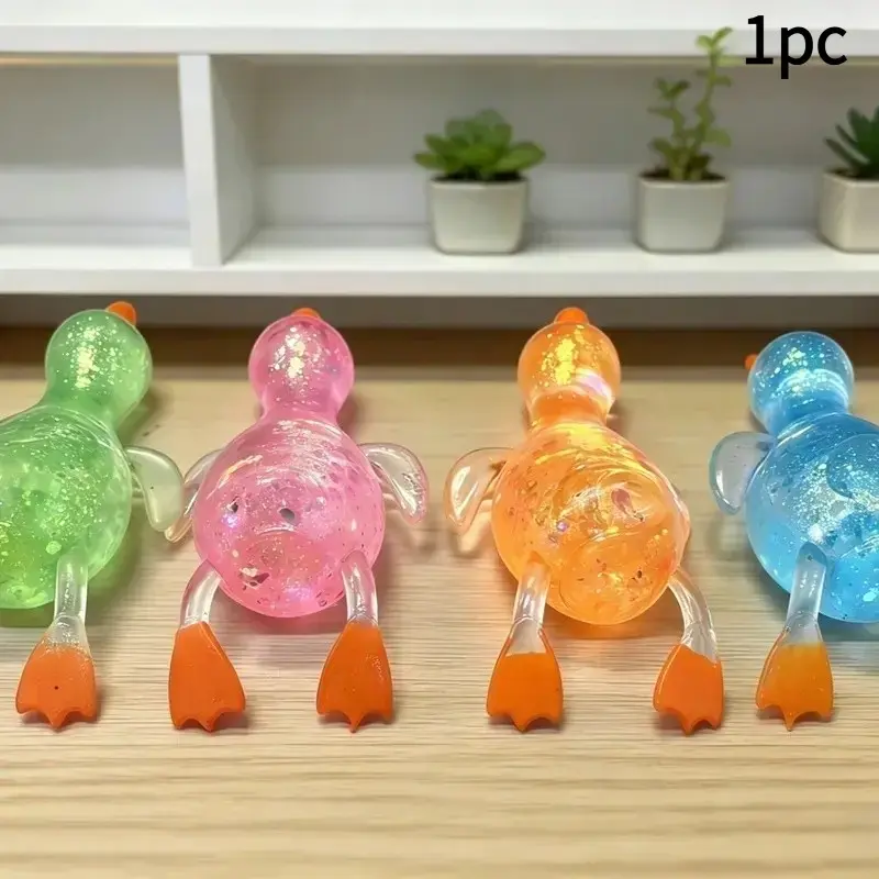 Shiny Crystal Duck Stress Relief Toy, Soft Slow-Return Adhesive Design, Slow Rebound Fidgets, Perfect Gift for All Ages, Ideal for Holidays & Birthdays, Duck Stress Ball
