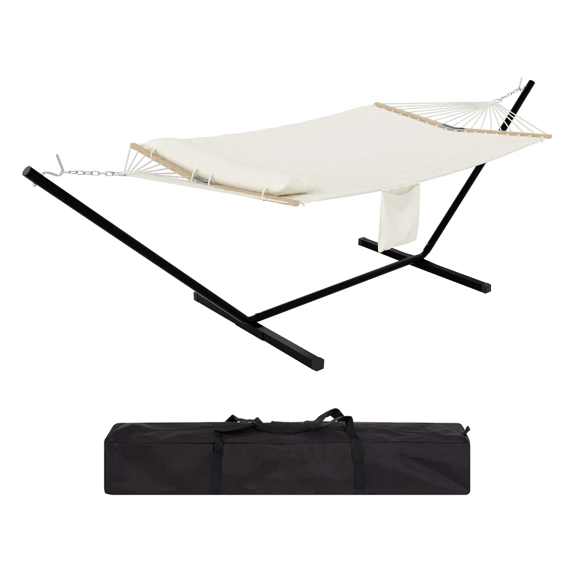 【Garvee】12FT 2-Adult Hammock with Stand - 450LB Capacity, Hardwood Spreader Bar, Weather-Resistant Polyester Fabric, Carrying Bag - Outdoor Patio, Beach Furniture