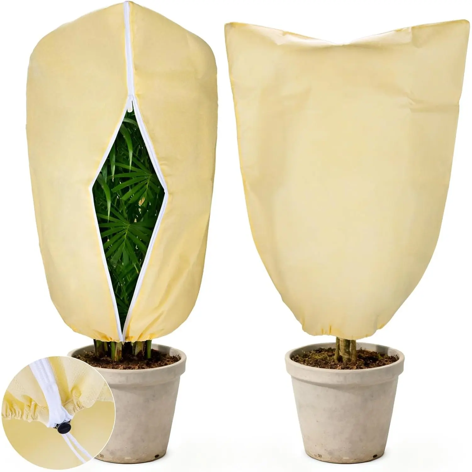 Covers Freeze Protection - 2 Packs  Freeze Protection Cover Winter Tree Shrub Frost Cover Cloths Jackets with Zipper Drawstring  Covers for Winter Outdoor  (23 x 31.5 inch)